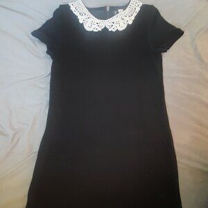 H&M Black Short Dress Lace Collar, Wednesday, Gothic Size 6 Medium, LBD